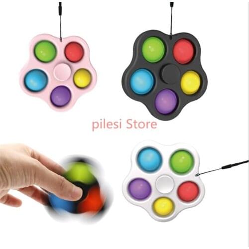 100pcs/lot Decompression Finger toy Bubble Music Gyro 2 in 1 Keychain Pointed Rodent Pioneer Dimple Toys
