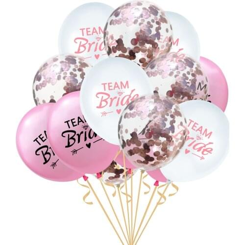 15Pcs Team Bride Rose Gold Pink Gold Confetti Balloon Combination Bachelor Wedding Party Decoration