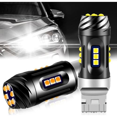 2PCS T20 LED 7440 W21W Amber Yellow Canbus No Hyperflash 1156 BA15S P21W LED PY21W BAU15S LED Lamp for Reverse Turn Signal Light