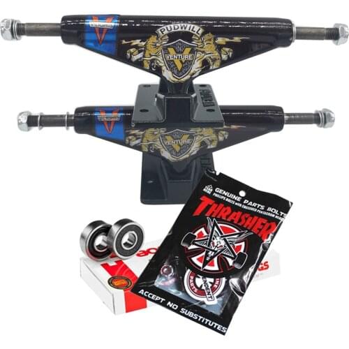 5.25inch VENTURE forged skateboard trucks pro level original pro bushings skateboard bearings plus hardwares