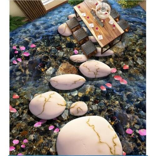 3d flooring waterproof wall paper bathroom custom photo pvc sticker Petals cobble stone path painting wallpaper for walls 3d