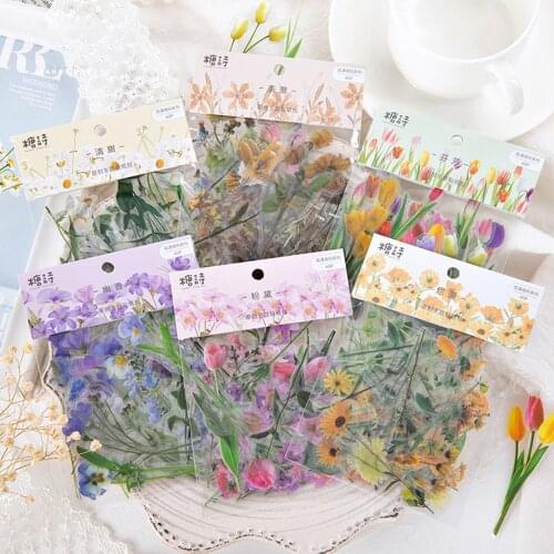 40 Pcs/Lot Beautiful Flowers Plant Decoration Stickers Mini Paper PET Sticker DIY Album Diary Scrapbooking Label Stationery