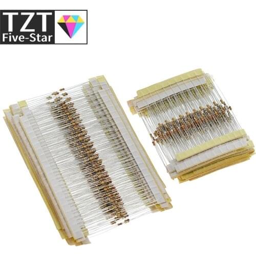 600pcs/set 30 Kinds 1/6W Resistance 5% Carbon Film Resistor Pack Assorted Kit 1K 10K 100K 220ohm 1M Resistors 300pcs/set