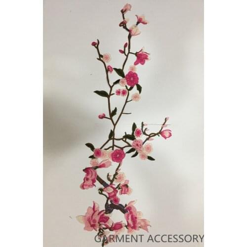 Plum blossom Flower Motif Collar Sew on Patch Cute Applique Badge Embroidered Dress Sewing Patches Sticker For Clothing