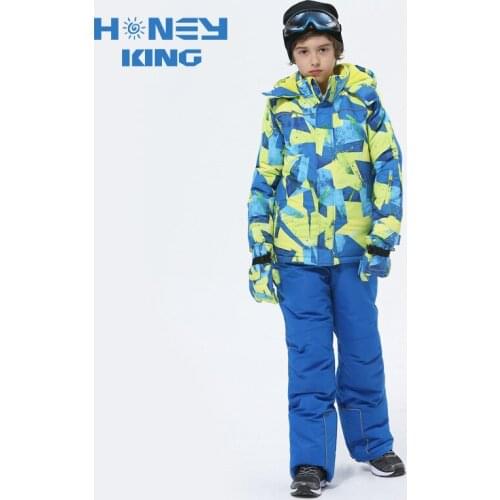 Kids Ski Jacket Winter Outdoor Children Boys Colorful Snowboard Jacket Windproof Waterproof Thermal Hooded Snow Coats Suit