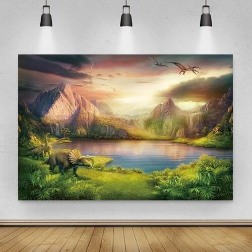 Dinosaur Jurassic Green World Background for Mom Portrait Photography Decors Photographic Backdrops Photocall Studio