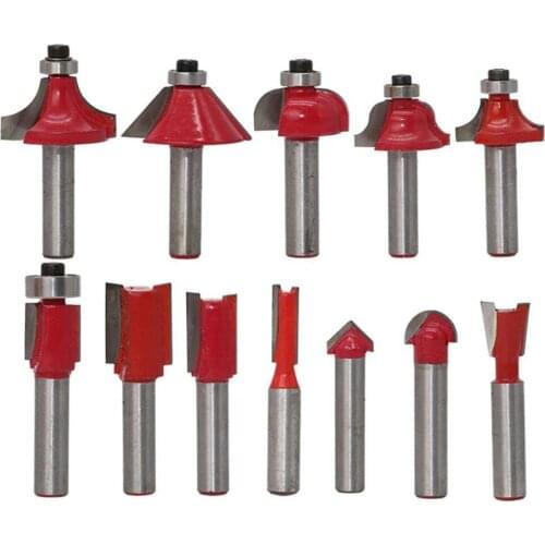 Milling Cutters 12pcs/1 Set 8mm Router Bit Shank Milling Cutter Tools Set Set Woodworking Alloy Mill Wood Cutting Tools