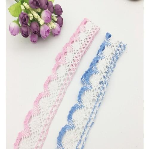 Cotton Material PINK BLUE Cotton Lace Trims Clothing Decorative Ribbon Handmade Patchwork DIY Home texile Sewing