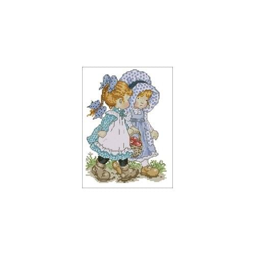 Xiaoyi cotton self-matching cross stitch Cross stitch RS cotton comes with no prints Sarah Kay - two good friends