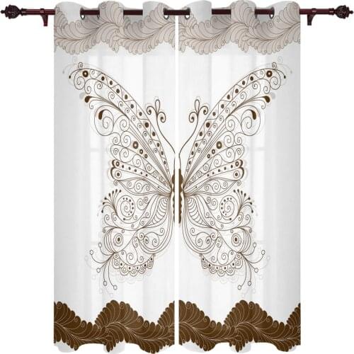 Butterfly Line Stickers Valance Curtains For Living Room Study Youth Bedroom Kitchen Outdoor Windows Custom Cotton Linen