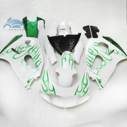 Free Custom fairings kit for SUZUKI GSXR 750 GSXR 600 1996 1997 1998 1999 2000 SRAD sport fairing kits GSXR600 R750 green flames