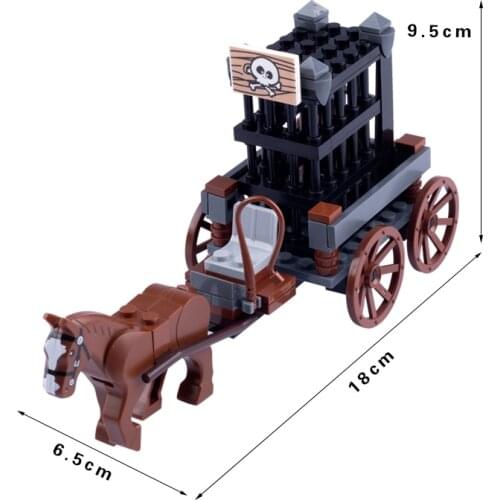 MOC Medieval Chariot Building Blocks Toys Agricultural Vehicle Soldier Carriage Prison Van Accessories Compatible Kids gift