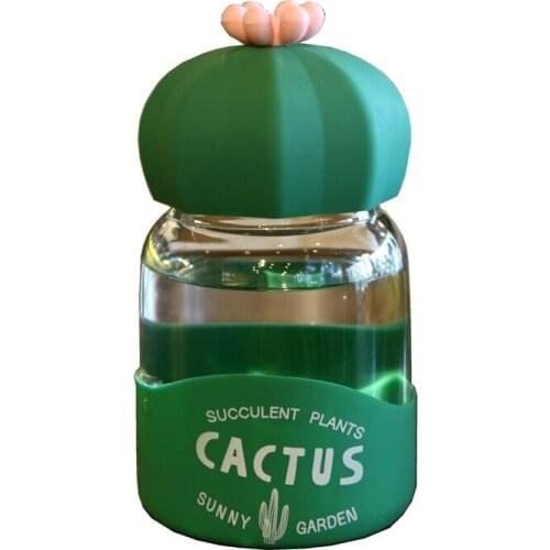 Creative Korean Cup Cute Girl Green Glass Transparent Cup Portable Botella Cristal Korean Child Juice Water Cup 350ML EA60SH