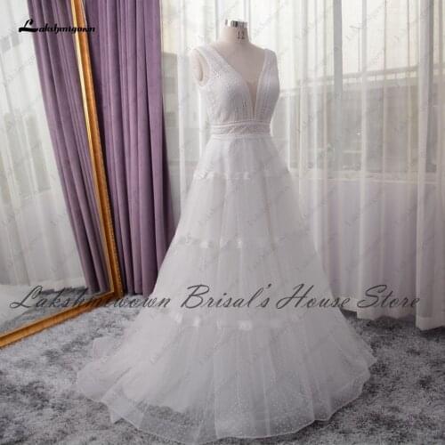 Lakshmigown Fairy Beach Wedding Dress Abiti Sposa 2021 Robe Sexy Bridal Dinner Party Boho Wedding Gowns Double V-neckline