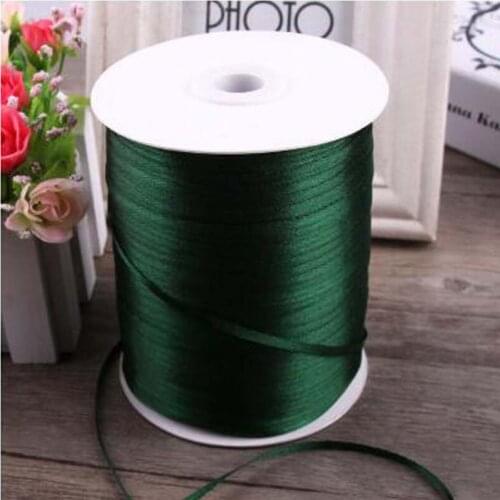 3mm 50Yards Dark Green Satin Ribbon For Arts Crafts & Sewing Christmas Wedding Party Decoration Gift Wrap Handmade DIY Material