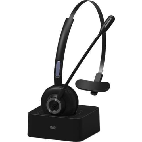 M97 Mono Trucker Bluetooth Wireless Headset with Microphone & Charging Station Truck Driver Call Center Office Business Headset