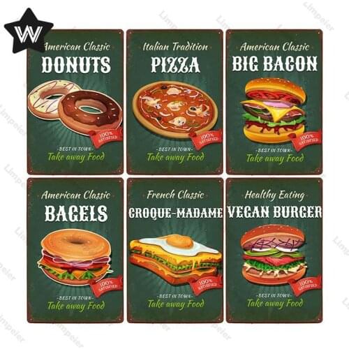 Pizza Metal Sign Tin Poster Vintage Metal Sign Food Metal Plaque Wall Sticker Retro Metal Plaque Tin Sign for Club Kitchen Decor