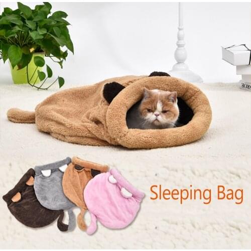 Cute Cat Sleeping Bag Warm Dog Cat Bed Pet Dog House Lovely Soft Pet Cat Mat Cushion High Quality Products Lovely Design 4Colors