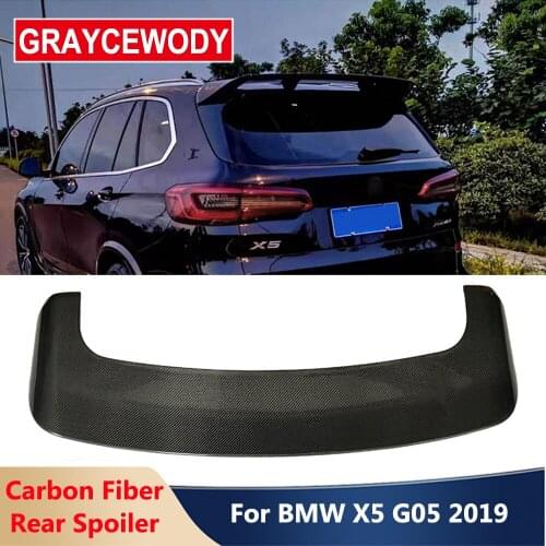Modify to CF Style Real Carbon Fiber Rear Spoiler Back Trunk Roof Wing For BMW X5 G05 Car 2019 Up Body Kits Exterior Decoration