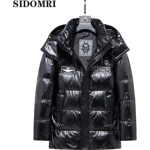 Mens down jacket 90% white duck down coats winter new trend handsome short style thickened shiny color warm jackets
