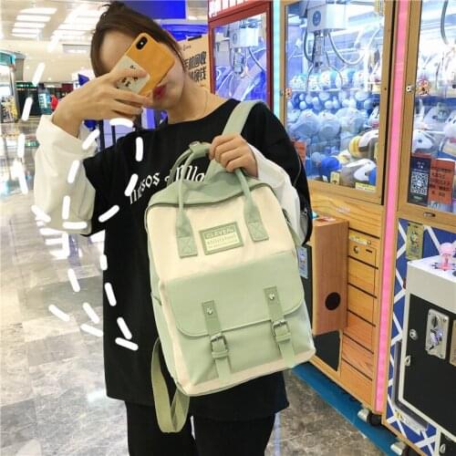 Women Nylon Backpack Candy Color Waterproof School Bags for Teenagers Girls Patchwork Backpack Female Rucksack Mochila