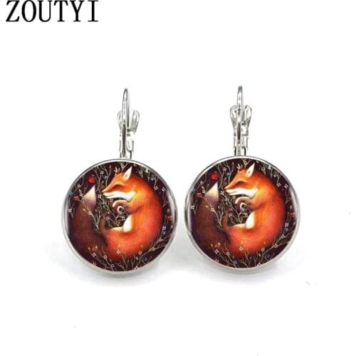 New/glamour fashion exquisite fox style pattern, convex glass inlay earrings, women wear jewelry