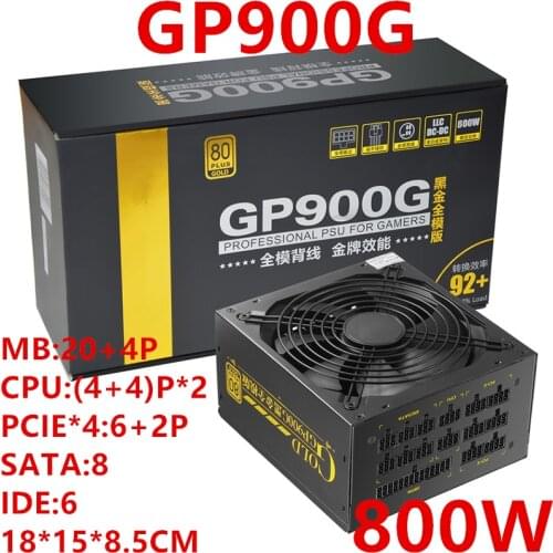 New PSU For Segotep Brand Black Gold Full Module 2080Ti 80PLUS Gold Mute Power Supply 800W Power Supply GP900G