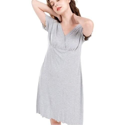 Maternity Clothes Women Nursing Maternity Nightshirts Breastfeeding Clothes Short Sleeve Dress Pregnancy Pajamas Summer New