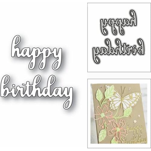 New Happy Birthday Words Script 2020 Metal Cutting Dies for DIY Scrapbooking Decorative and Card Making Embossing Craft No Stamp