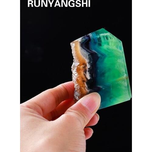 Natural Rainbow Fluorite Crystal Stone Point Treatment Stone Healing Crystal tower ornament Home Furnishing decoration
