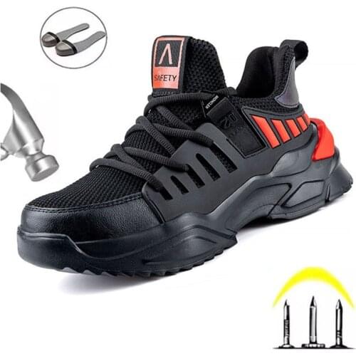 Indestructible Work Safety Shoes Summer Anti-smashing and Deodorant Mens Breathable Casual Lightweight Mesh Protective Shoes