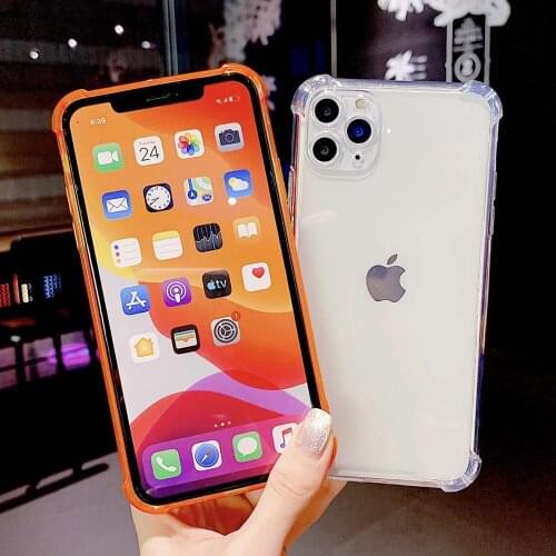 Clear Shockproof Phone Case For iPhone 12 pro max 11 Pro Max SE 2020 X XR XS Max 7 8 6 Plus Transparent Candy Color Soft Cover