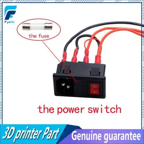 2pcs Power Switch 220V/110V 15A Short Circuit Protection Safety Switch Power Socket For 3D Printer Parts