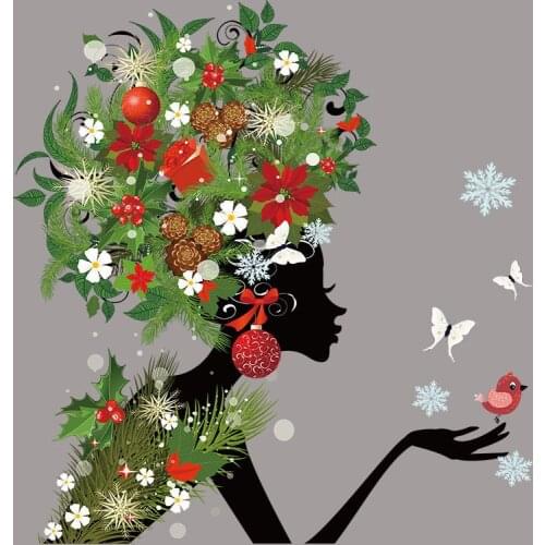 Christmas leaves Adhesive Patch For Black Women Clothes Thermal Transfer Craft Hot Tear Custom Patch African Girl T-shirt Jeans