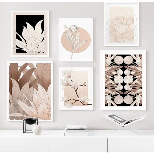 Blush Pink Flower Leaf Peony Floral Magnolia Wall Art Canvas Painting Nordic Posters And Prints Wall Pictures For Bedroom Decor