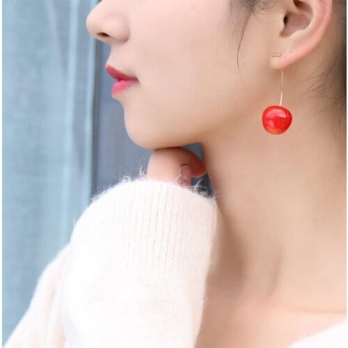 Cherry earring pin dual use 2020 new fashion female temperament web celebrity earring earrings simple Korean personality pendant
