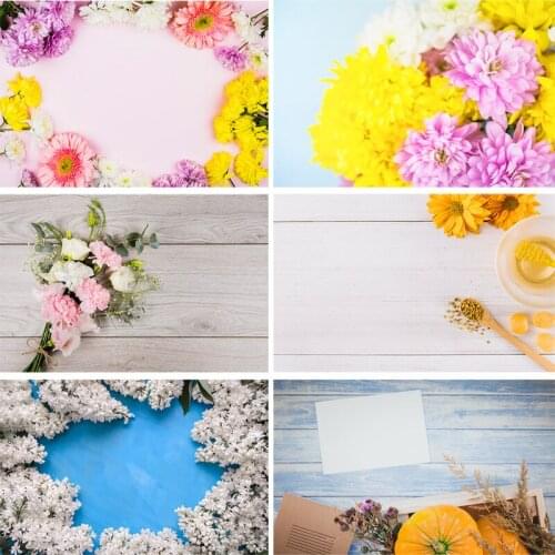 SHENGYONGBAO Art Fabric Photography Backdrops Prop Flower and Wooden Planks Photography Background 200212SU-03
