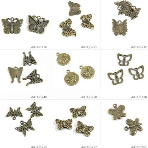 Antique Bronze Tone Jewelry Charms Butterfly Loose Beads Signs Fish Bracelet Pendant Necklace Beading Craft Making Supplies