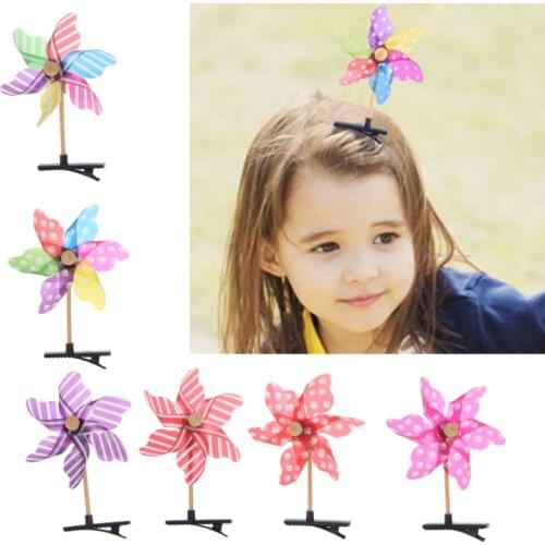 Child Boys Girls Cute 3D Windmill Mini Side Hair Clip Baby Rainbow Hairpin Sweet Birthday Party Gift Barrettes Wholesale