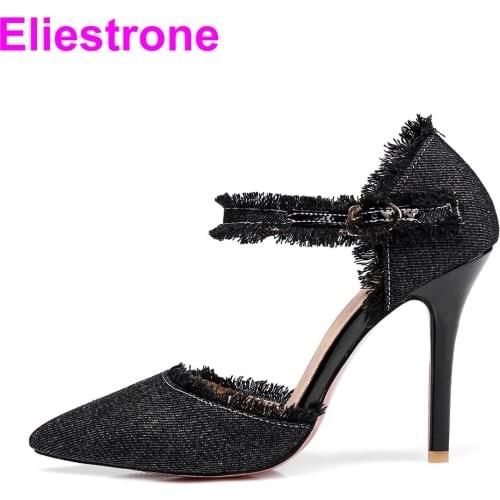 New Sexy Black Blue Denim Women Nude Sandals Super High Heels Lady Stiletto Bridal Shoes KT3 Plus Big Small Size 12 31 43 47