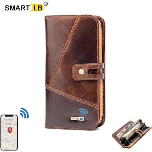 Smart Wallet Bluetooth Anti-lost Long Purse Genuine Leather Women Wallets Coin Pocket Zipper man and Lady Wallet Card Holder