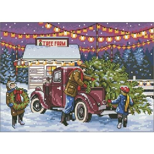 Pull the Christmas tree patterns Counted Cross Stitch 11CT 14CT DIY Chinese Cross Stitch Kits Embroidery Needlework Sets