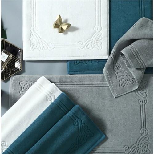 Jacquard 100% Cotton Home Bathroom Mats Absorbent Floor Towels Non-slip Hotel Entrance Hall Bathtub Doormat Bath Mat for Toilet