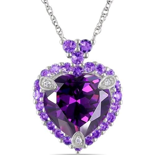 DIWENFU S925 Silver Chain 45cm Necklace Amethyst Topaz Pendant for Beautiful Women Gemstone Wedding Bizuteria Pendant Silver