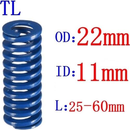 1Pcs Blue Light Load Spiral Stamping Compression Die Spring Outer Diameter 22mm Inner Diameter 11mm Length 25-60mm