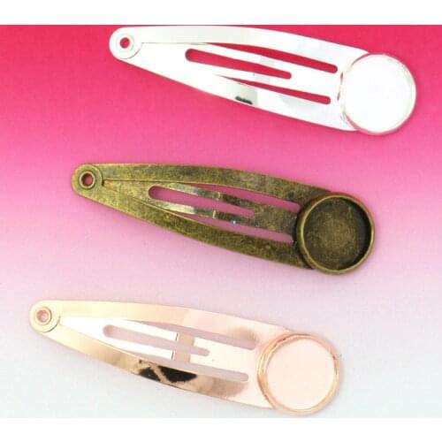 12mm 10pcs High Quality Classic 3 Colors Plated Copper Material Hairpin Hair Clips Hairpin Base Setting Cabochon Cameo Base DIY