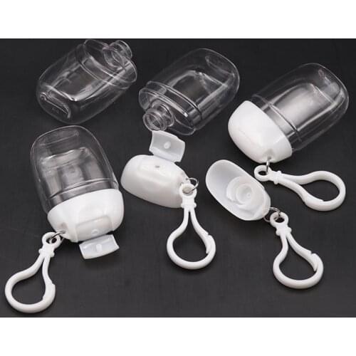 10pcs Travel Plastic Clear Keychain Empty Bottles Mini 30ML Flip White Portable Transparent School Plastic Bottles Wholesale