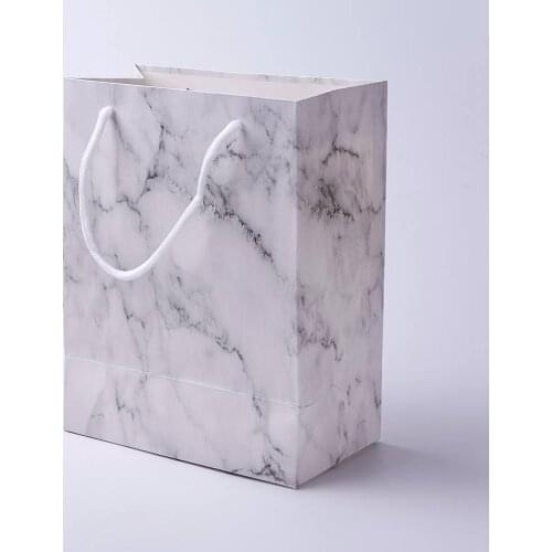 10pc High quality kraft Paper Bags with Handles Rectangle Marble Texture Pattern Gift Bags Shopping Bags Gift Packing