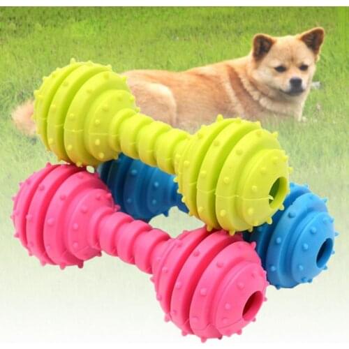 12.5cm Flexible Big Bone Pet Dog Puppy Rubber Dental Teeth Chew Bone Play Training Barbell Barbed Dumbbell Fetch Toys Hot Sale