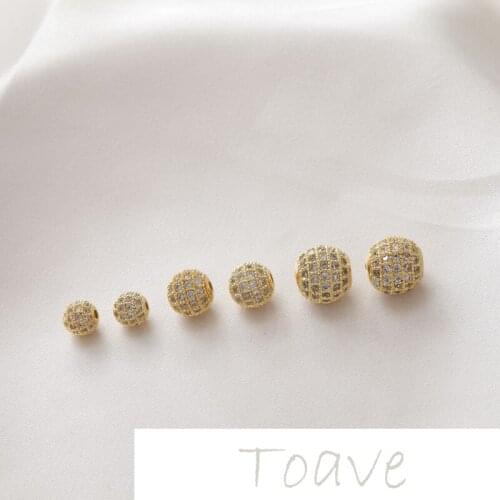 14K gold-plated copper plated real gold full-drilled straight hole round beads diy beaded bracelet material accessories